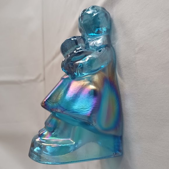 Vintage Wheaton Glass Blue Iridescent Carnival Victorian Dutch Boy Paperweight - Picture 3 of 6